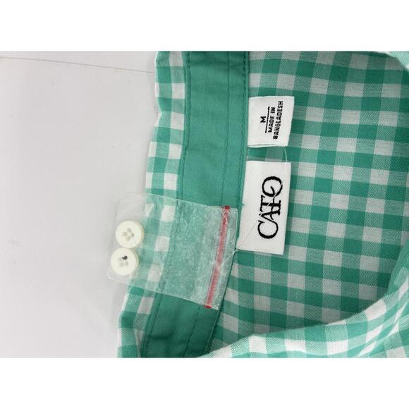 Cato Women's Teal Green and White Gingham Button-Up Shirt Medium - Picture 5 of 8